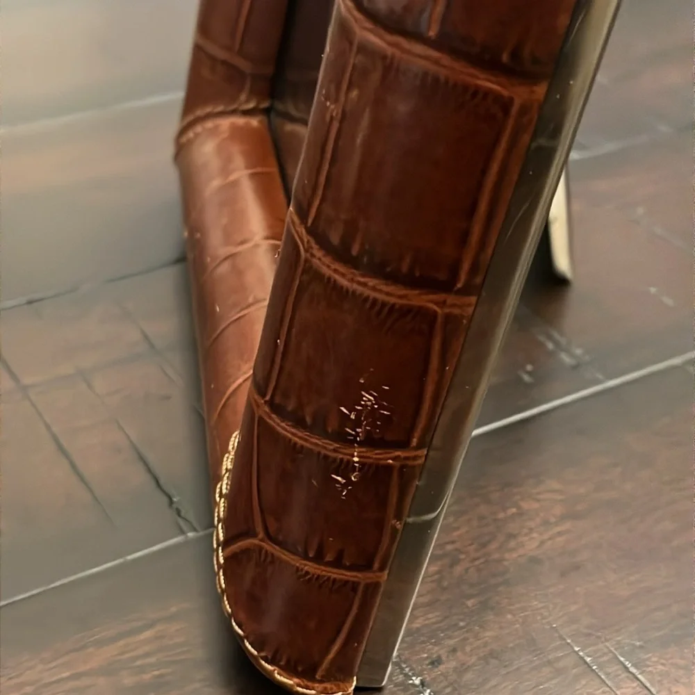 Ralph Lauren Croc Pattern Leather Photo Picture Frame 5”x7”